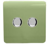 Trendi Switch 2 Gang 1 or 2 way 150w Rotary LED Dimmer Light Switch in Light Grey