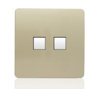 Trendi Artistic Modern Glossy Tactile 2 Gang RJ45 Cat 5e & Cat 6 PC Ethernet Socket Champagne Gold