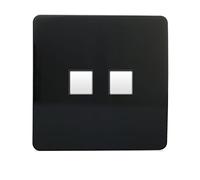 Trendi Artistic Modern Glossy Tactile 2 Gang Telephone Socket Black ART-2TLPBL
