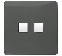 Trendi Artistic Modern Glossy Tactile 2 Gang Telephone Socket Charcoal