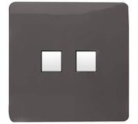 Trendi Artistic Modern Glossy Tactile 2 Gang Telephone Socket Dark Brown