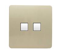Trendi Artistic Modern Glossy Tactile 2 Gang Telephone Socket Gold ART-2TLPGO