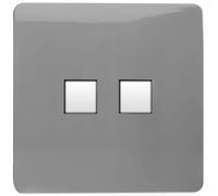 Trendi Artistic Modern Glossy Tactile 2 Gang Telephone Socket Light Grey