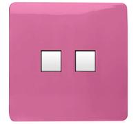 Trendi Artistic Modern Glossy Tactile 2 Gang Telephone Socket Pink