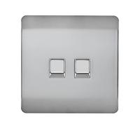 Trendi Artistic Modern Glossy Tactile 2 Gang Telephone Socket Stainless Steel