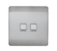 Trendi Artistic Modern Glossy Tactile 2 Gang Telephone Socket Stainless Steel