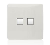 Trendi Artistic Modern Glossy Tactile 2 Gang Telephone Socket White