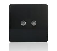 Trendi Artistic Modern Glossy Tactile 2 Gang TV Socket in Piano Black ART-2TVSBK
