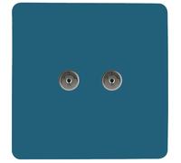 Trendi Artistic Modern Glossy Tactile 2 Gang TV Socket Ocean Blue
