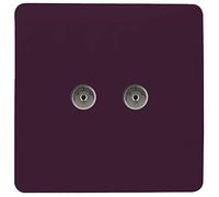Trendi Artistic Modern Glossy Tactile 2 Gang TV Socket Plum