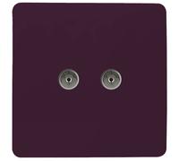Trendi Artistic Modern Glossy Tactile 2 Gang TV Socket Plum