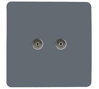 Trendi Artistic Modern Glossy Tactile 2 Gang TV Socket Warm Grey