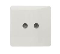 Trendi Artistic Modern Glossy Tactile 2 Gang TV Socket White ART-2TVSWH