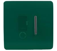 Trendi Switch Screwless Artistic Modern Glossy Tactile 230V Switched 13 A Single Fused Spur Connection Unit w/Flex Outlet Chrome Rocker in Dark Forest Green - ART-FSDG