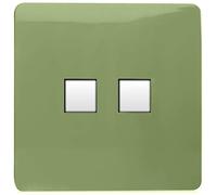 Trendi Artistic Modern Glossy Tactile Telephone Socket + Cat 5e&Cat 6 RJ45 PC Socket Moss Green
