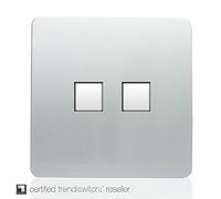 Trendi Artistic Modern Glossy Tactile Telephone Socket + RJ45 Cat 5e & Cat 6 PC Socket Silver