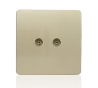 Trendi Artistic Modern Glossy Tactile TV 2 Gang Socket Champagne Gold ART-2TVSGO
