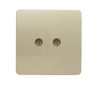 Trendi Artistic Modern Glossy Tactile TV 2 Gang Socket Gold ART-2TVSGO