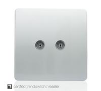Trendi Artistic Modern Glossy Tactile TV 2 Gang Socket Silver ART-2TVSSI