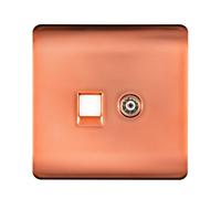 Trendi TV Co-axial Socket + Telephone Socket Copper