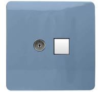 Trendi Artistic Modern Glossy Tactile TV Co-axial Socket + Telephone Socket Sky