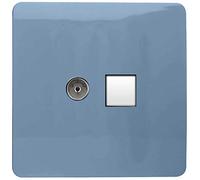 Trendi Artistic Modern Glossy Tactile TV Co-axial Socket + Telephone Socket Sky