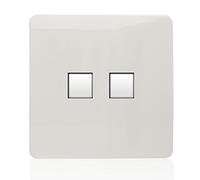 Trendi Artistic Modern Glossy Telephone Socket + PC Socket White TLP-PCWH