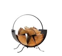 Trendi Black Metal Log Holder for Firewood Storage |Fireplace Basket with Handle | Wood Organizer Stand | Indoor, Outdoor Use | Sturdy & Durable Firewood Carrier for Hearth, Patio, and Campfires