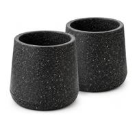 Trendi Black Speckled Stone-Effect Planter Pot, Lightweight Plastic, with Removable Tray, 28cm, Indoor and Outdoor (2)