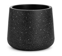 Trendi Black Speckled Stone-Effect Planter Pot, Lightweight Plastic, with Removable Tray, 28cm, Indoor and Outdoor (1)