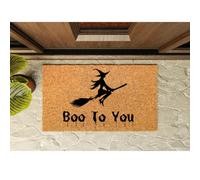 Trendi Coir Door Mat 60 x 40cm - Natural Coconut Fibre Doormat for Indoor & Outdoor Use - Non Slip PVC Backing - Entryway Dirt Trapper Rug - Heavy Duty Front Door Mat (boo to you)
