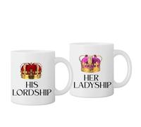 Trendi Couple Mugs His Lordship & Her Ladyship Coffee Cup Set - 11oz Ceramic His and Hers Mug Gift for Couples, Wedding, Anniversary, Valentine’s Day