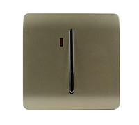 Trendi Easy to install Screwless Artistic Modern Glossy Double Pole Raised Profile 20 A 240V Tactile Chrome Single Switch with Neon Insert Champagne Gold -ART-WHS1GO