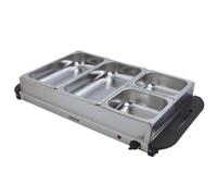 Trendi Electric Buffet Server Section Removeable Tray - Stainless Steel, Adjustable Temperature Control, Generous Capacity, Multifunctional Buffet (Silver 4 Section)