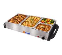 Trendi Electric Buffet Server Section Removeable Trays - Stainless Steel, Adjustable Temperature Control, Generous Capacity, Multifunctional Buffet (4 Section Buffet Server)