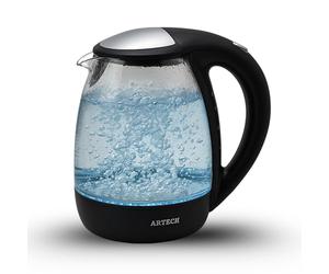 Trendi Electric Kettle 1.7L Glass - Fast Boil 2200W Water Boiler, BPA-Free, Cordless, LED Light, Auto Shut-Off, Boil-Dry Protection, Black Borosilicate Glass Kettle