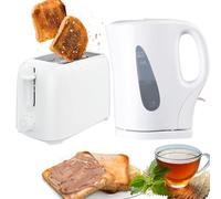 Trendi® Electric Kettle & 2 Slice Bread Toaster Kitchen Combo Set | 2200W 1.7L Cordless Jug Kettle Boil Dry Protection & Auto Shut Off | 650W 6 Level with Browning Control & Crumb Tray (White)