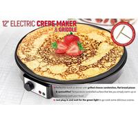 Trendi Electric Pancake And Crepe Maker 1000W 12 Inch Non Stick Hot Plate For Crepes Pancakes And Flatbreads