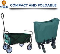 Trendi Folding Wagon Multi Purpose Utility Cart Collapsible Height Adjustable And Foldable Handcart For Outdoor(Green)