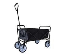 Trendi® Folding Wagon, Multi-Purpose Utility Cart - Collapsible, Height Adjustable & Foldable Handcart for Shopping, Gardening, Outdoor, Camping, Fishing, Beach Wagon, Trolley on Wheels (Black)