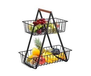 Trendi Fruit Stand - 2 & 3-Tier Modern Fruit Bowl, Bread Basket, Vegetable Basket for Kitchen Decoration (2 Tier Rack)