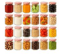 Trendi Glass Jam Jars | Set of 24 | Wide Mouth 280ml Glass Preserve Pots | Screw Top Lids | Airtight Pickle Jars | Ideal for Pickles, Chutney, Marmlade Fruits, Oats & Jams (24)