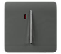 Trendi Switch 1 Gang 45 Amp Cooker Switch with Neon in Charcoal Grey