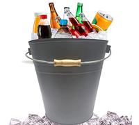 Trendi® Grey 15L Drinks Ice Cool Bucket with Handle and Lid - Ideal for Parties, BBQs and Bars Cooling Bottles, Cans of Beer or Soft Drinks