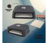Trendi Grill Top Bbq Pizza Oven Pizza Stone Included For Electric Charcoal And Gas Bbq Grills Temp Gauge Carry Handle Upto 12 Inch