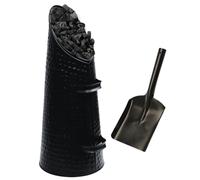 Trendi Hammered Anthracite Coal Bucket Scuttle Hod with Metal Handles | Steel Black Heavy Duty Fireplace Fire Side Powder-Coated Ellipse Galvanised (Coal Hod with Shovel)