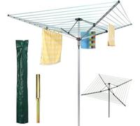 Elex Trendi Outdoor Garden 4 Arm 50m folding Rotary Washing Line Whirly Clothes Airer Dryer Whirlygig with Free Ground Spike and Cover