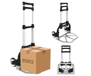 Trendi Heavy Duty Folding Hand Truck - Aluminum Trolley with 60KG Capacity, Multi-Purpose Sack Barrow, Foldable Shopping Trolley for Camping, Garden, Pallet & Transport on Wheels