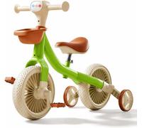 Trendi Kids Foldable Tricycle With Music Adjustable Seat Storage Basket For Ages 3 To 5 Years Green
