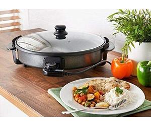 TRENDI Large 40 CM Multi Function Electric Cooker 1500 W Versatile - Tempered Glass LID,Thermostatic Control, Non-Stick Surface & Detachable Power Cable For Easy Serving